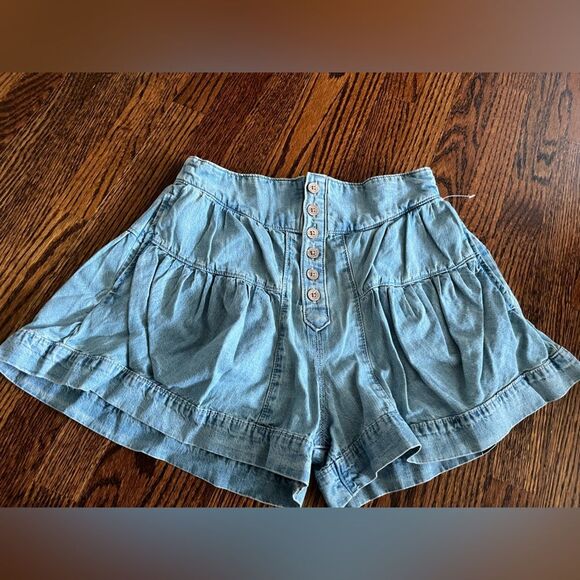 M Free People Jean Shorts We The Fleur Denim Light Blue - Picture 3 of 5
